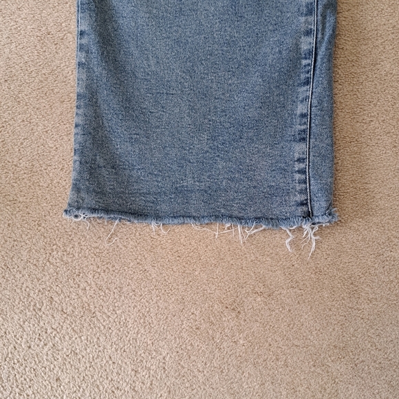 OAT New York Jeans Womens 30 Blue Wide Leg Crop High Rise Denim Raw Hem - Picture 9 of 9